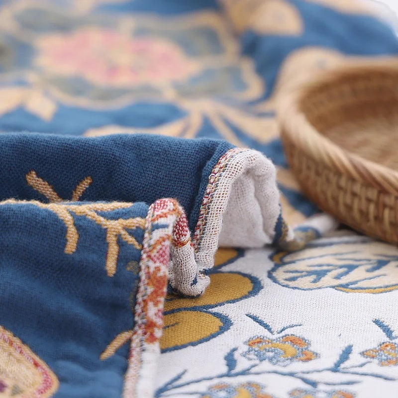 Reversible Floral Cotton Throw — view 7