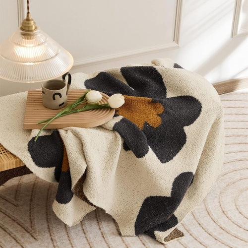 Aurora Bloom | Floral Knitted Blanket — product detail view