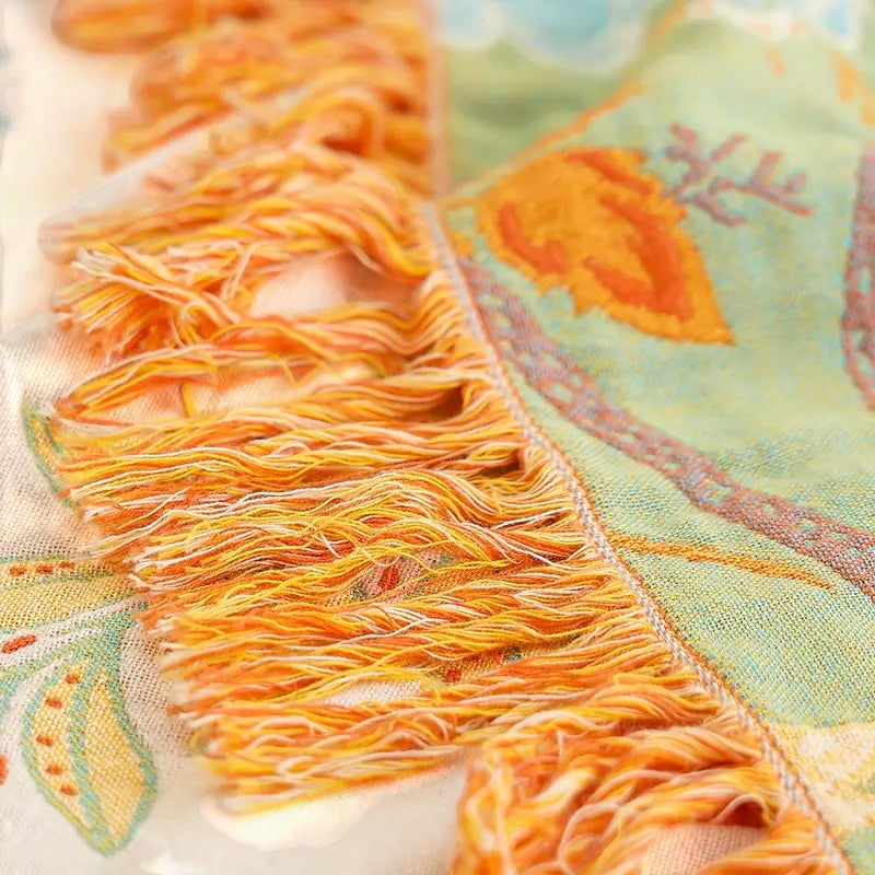 Boho Floral Cotton Throw — view 6