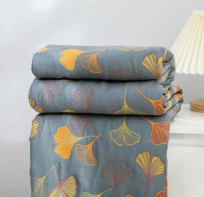 Ginkgo Leaf Throw Blanket — product in use
