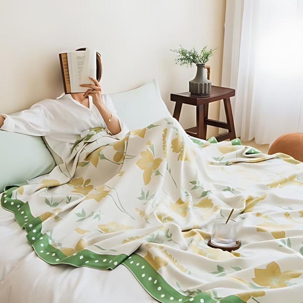 Yellow Flower Leaf Cooling Blanket — main product photo