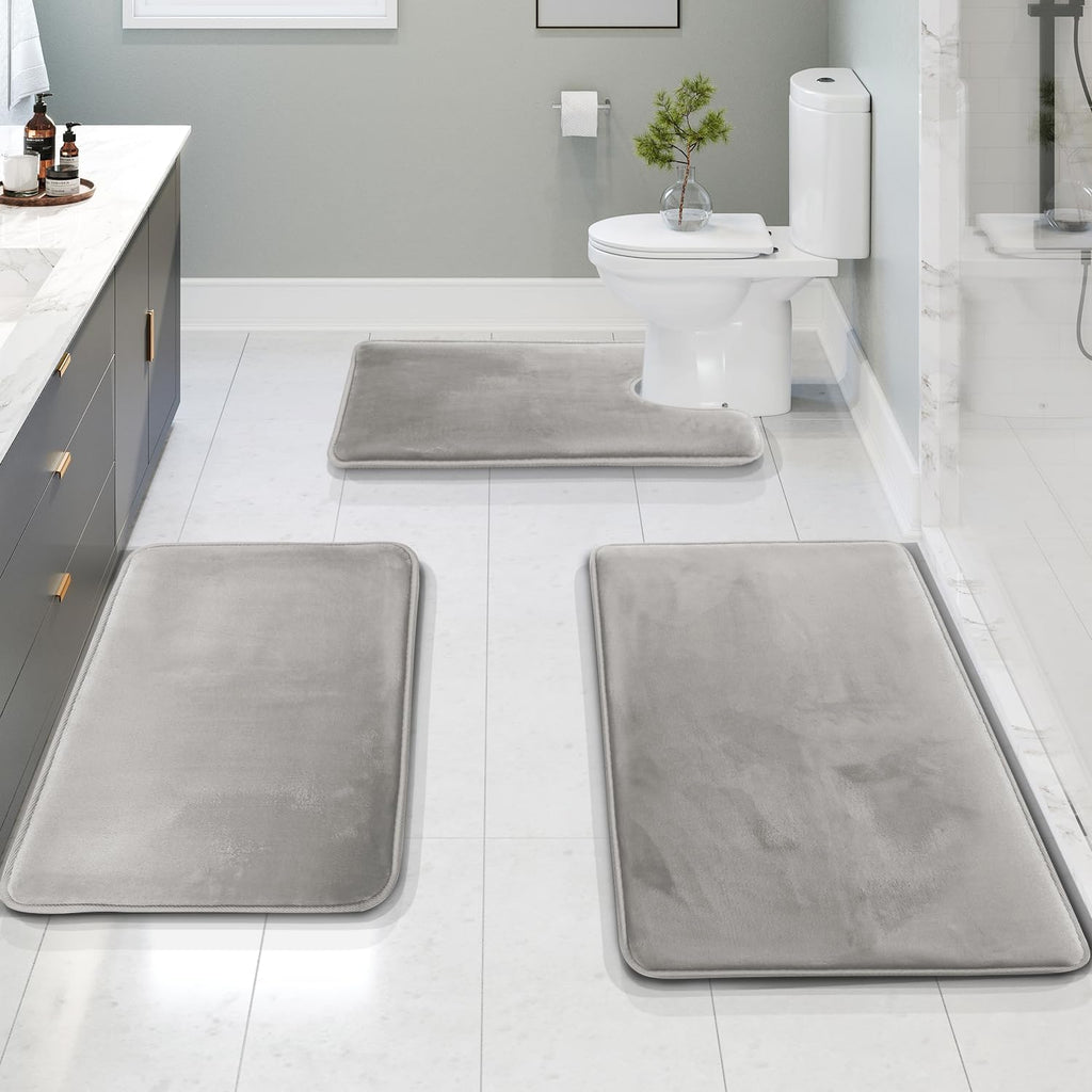 Luxurious Velvet Memory Foam Bath Mat - 3PCS Set — alternate angle view