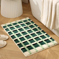 Moss Green Geometric Flock Bath Mat — main product photo