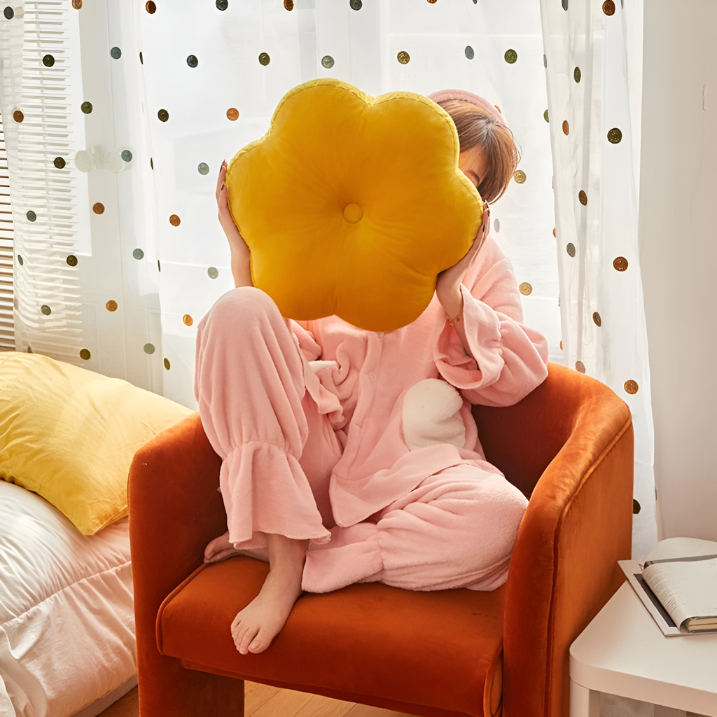 Plush Flower-Shaped Velvet Cushion — alternate angle view