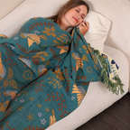 Reversible Scandinavian Bird Blanket | 100% Cotton Blanket — lifestyle shot
