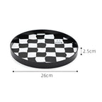 Round Checkerboard Storage Tray — material texture close-up