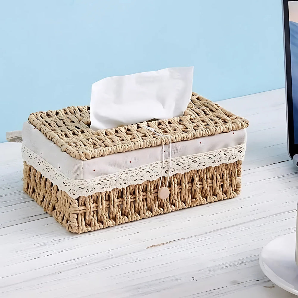 Lunor Braided Woven Tissue Box — lifestyle shot