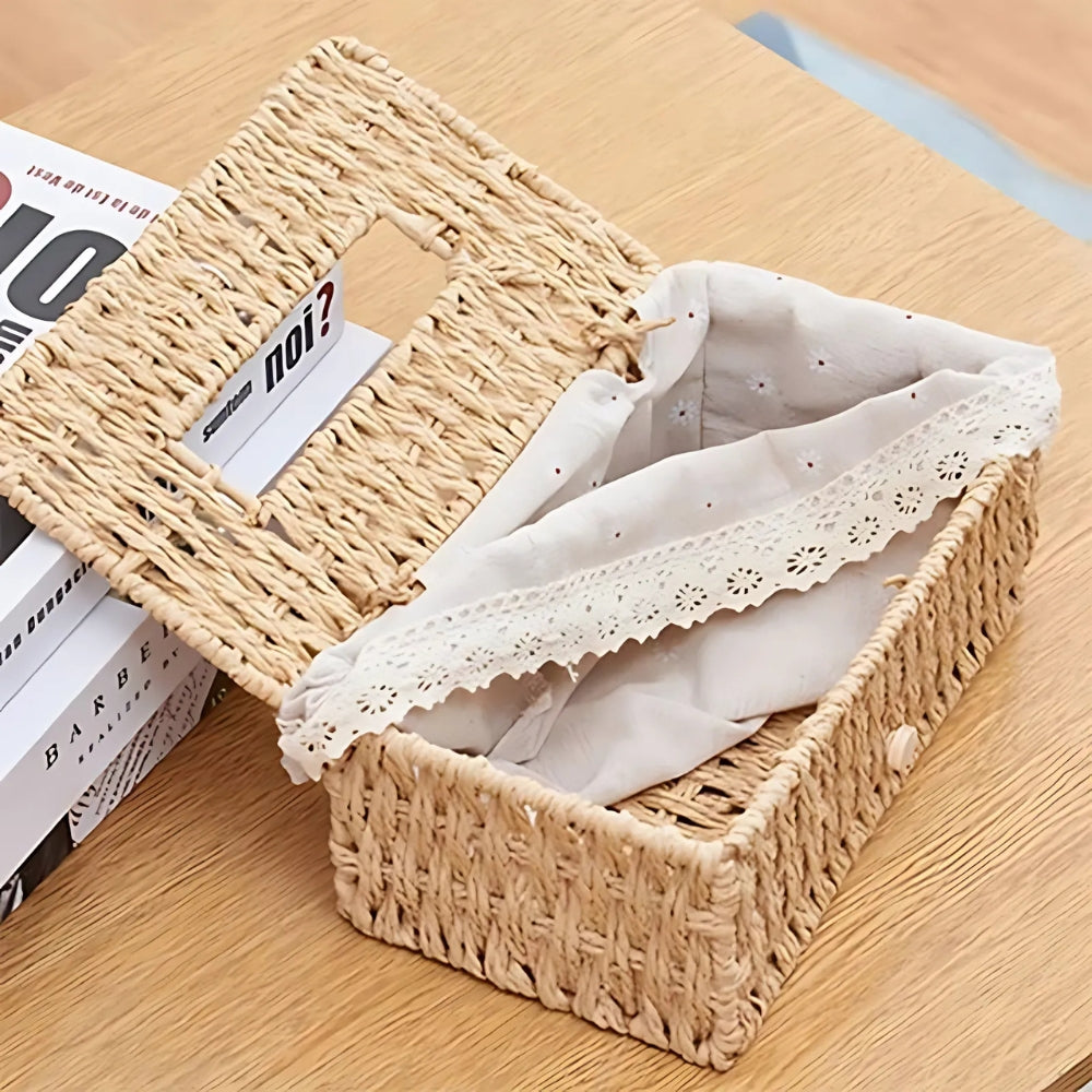 Lunor Braided Woven Tissue Box — product in use