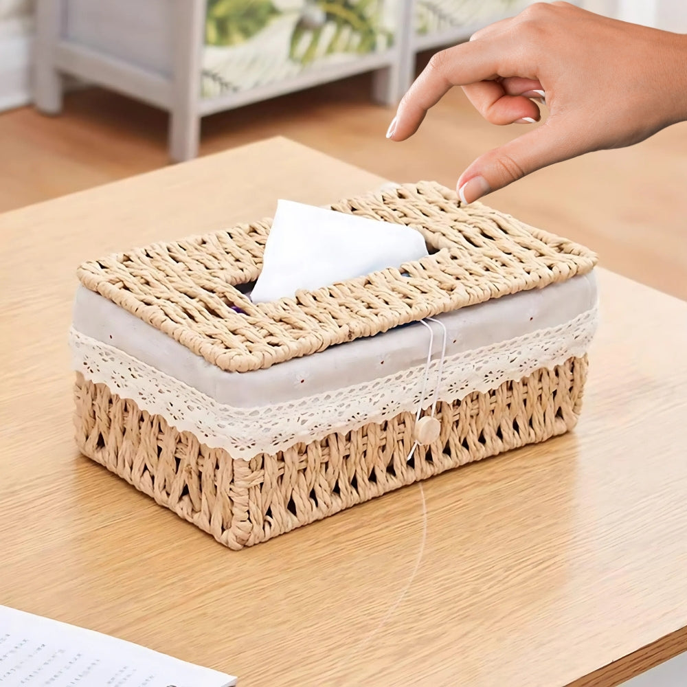 Lunor Braided Woven Tissue Box — product feature detail
