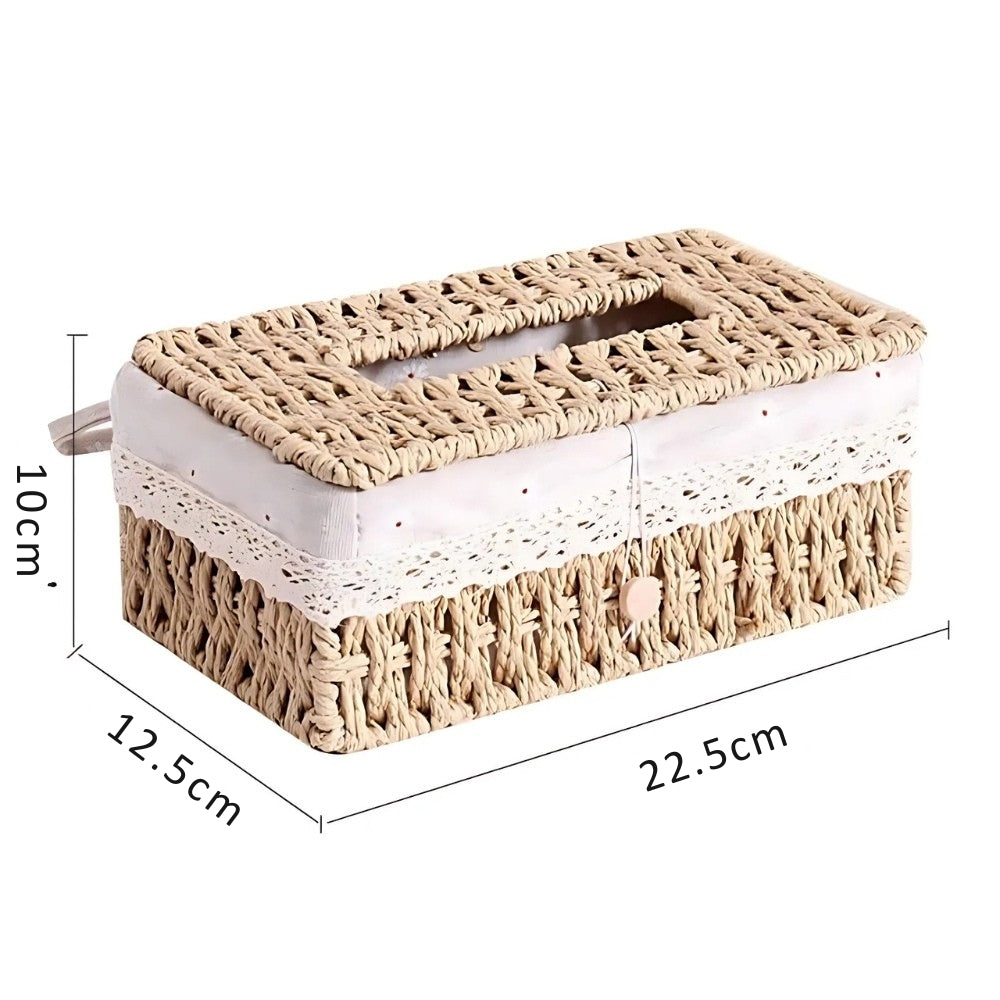 Lunor Braided Woven Tissue Box — alternate angle view