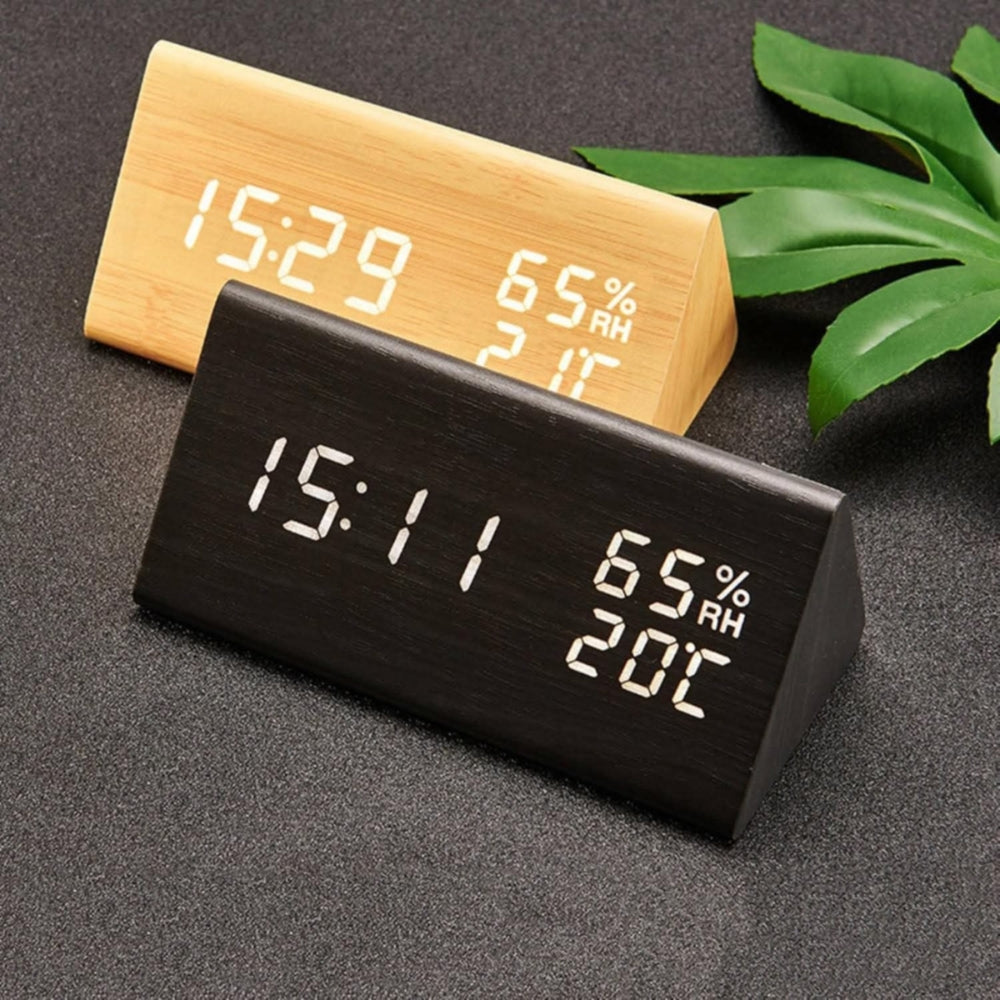 Elora Wooden LED Alarm Clock Digital Display — product detail view
